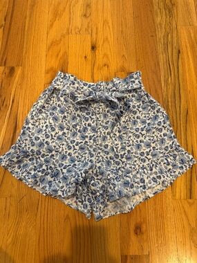 Saks Fifth Avenue Blue Floral Paperbag Waist Shorts